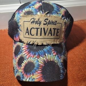 Reborn Creations- Christian Colorful Sunflower Hat with distressed patch.